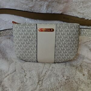 Michael Kors White and Tan Crossbody Bag